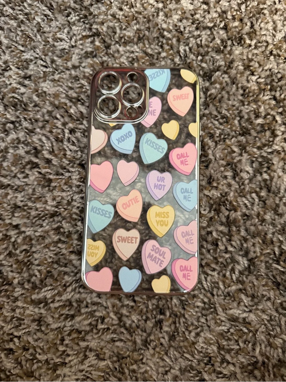 iPhone 13 Pro Max Valentine’s Day conversation hearts phone case
